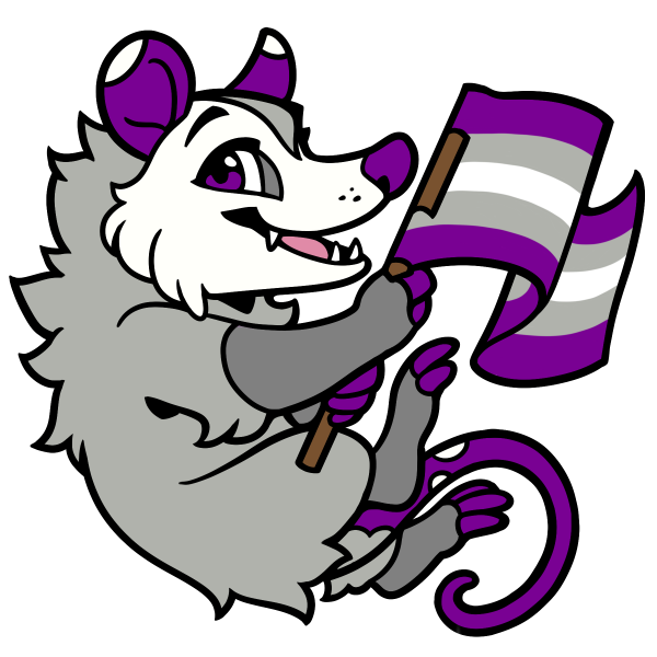 Fursona Pins Opossum Gray Asexual Pride Pal